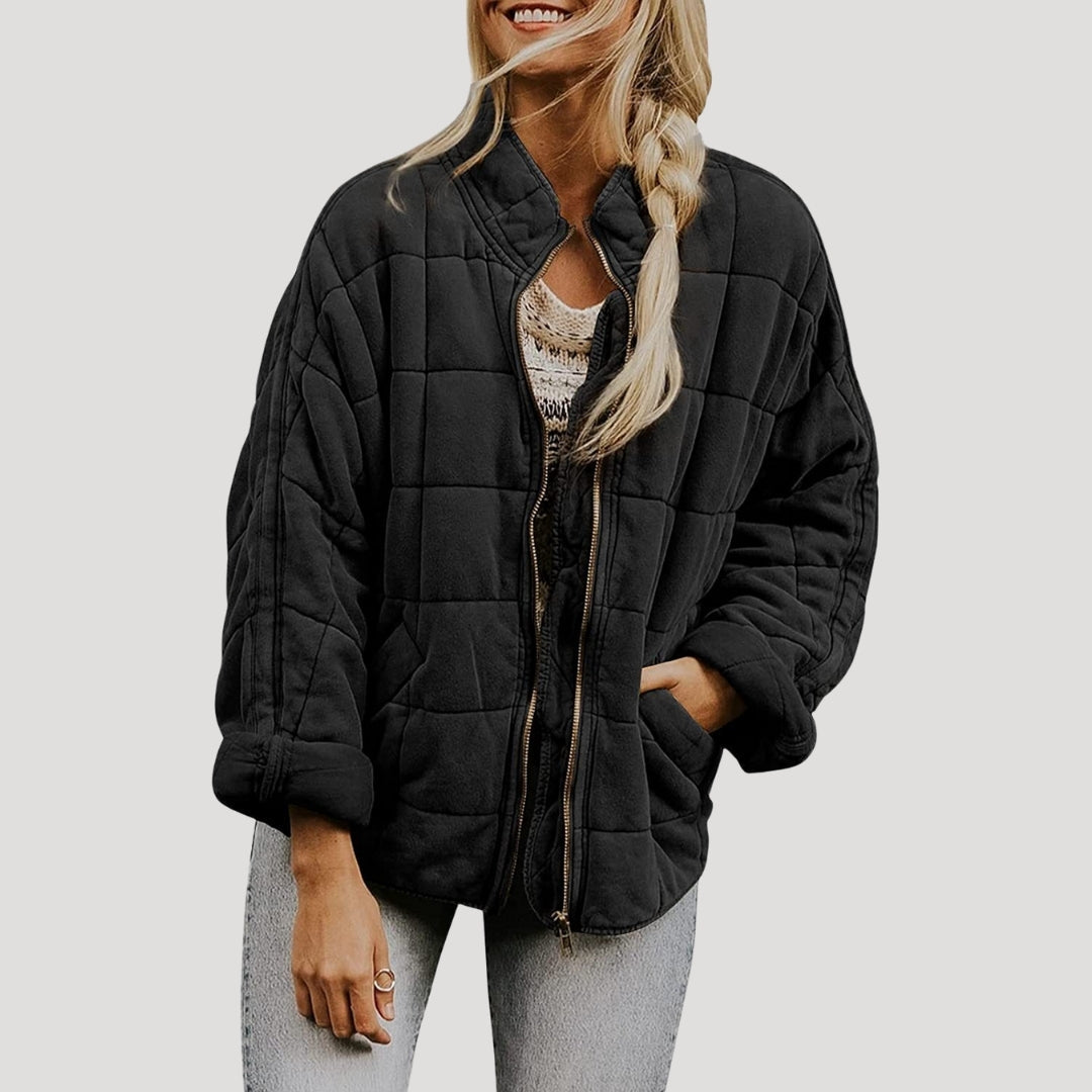 Women’s quilted oversized zip up puffer jacket