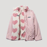 Women's reversible fleece heart print jacket