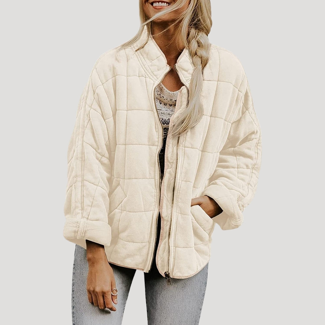 Women’s quilted oversized zip up puffer jacket