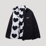 Women's reversible fleece heart print jacket