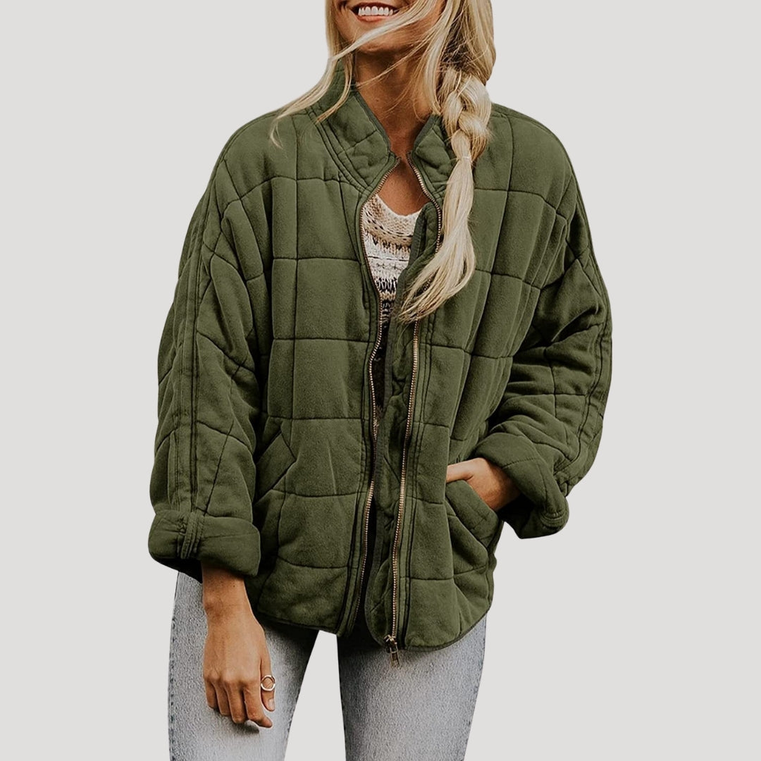 Women’s quilted oversized zip up puffer jacket