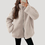 Women’s fleece teddy zip up fluffy winter jacket