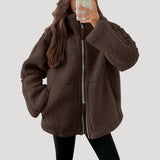 Women’s fleece teddy zip up fluffy winter jacket