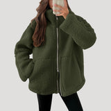 Women’s fleece teddy zip up fluffy winter jacket