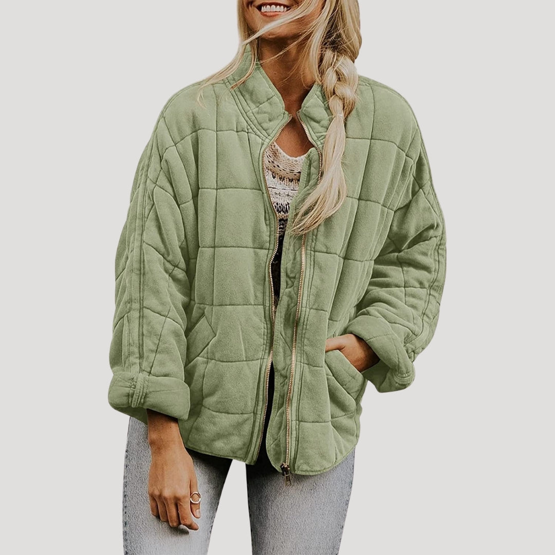 Women’s quilted oversized zip up puffer jacket