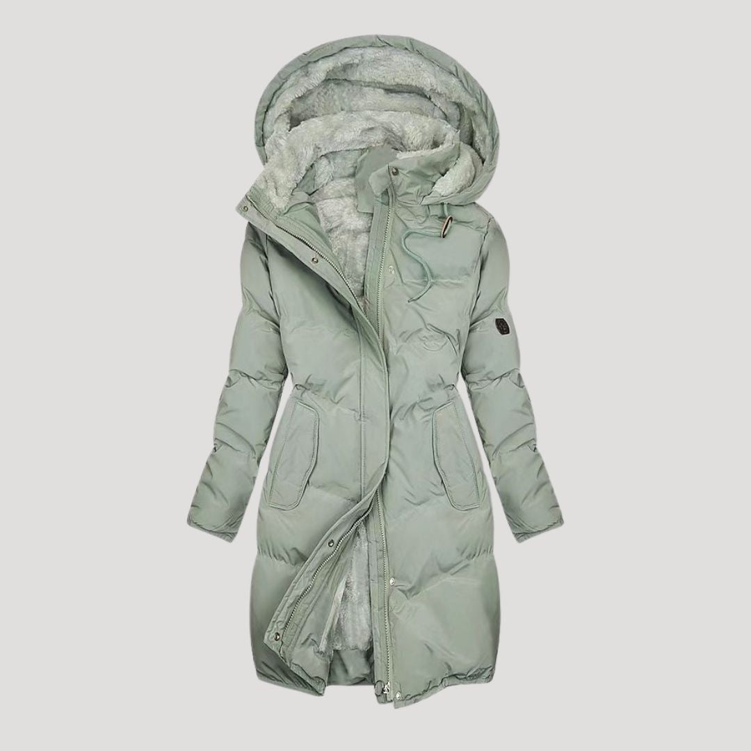 Women’s long waterproof hooded faux fur winter coat