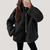 Women’s fleece teddy zip up fluffy winter jacket