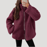 Women’s fleece teddy zip up fluffy winter jacket