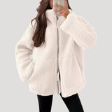 Women’s fleece teddy zip up fluffy winter jacket