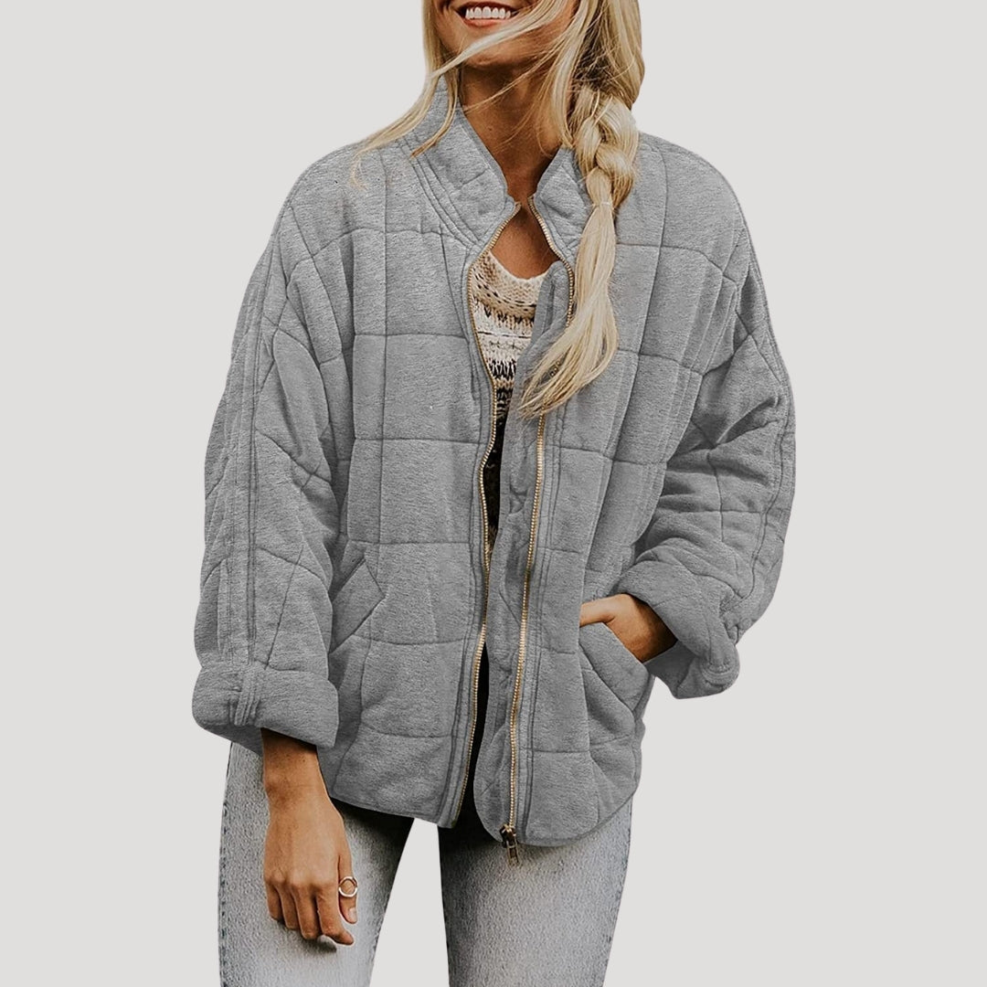 Women’s quilted oversized zip up puffer jacket