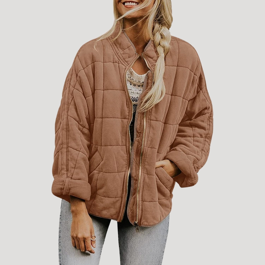 Women’s quilted oversized zip up puffer jacket