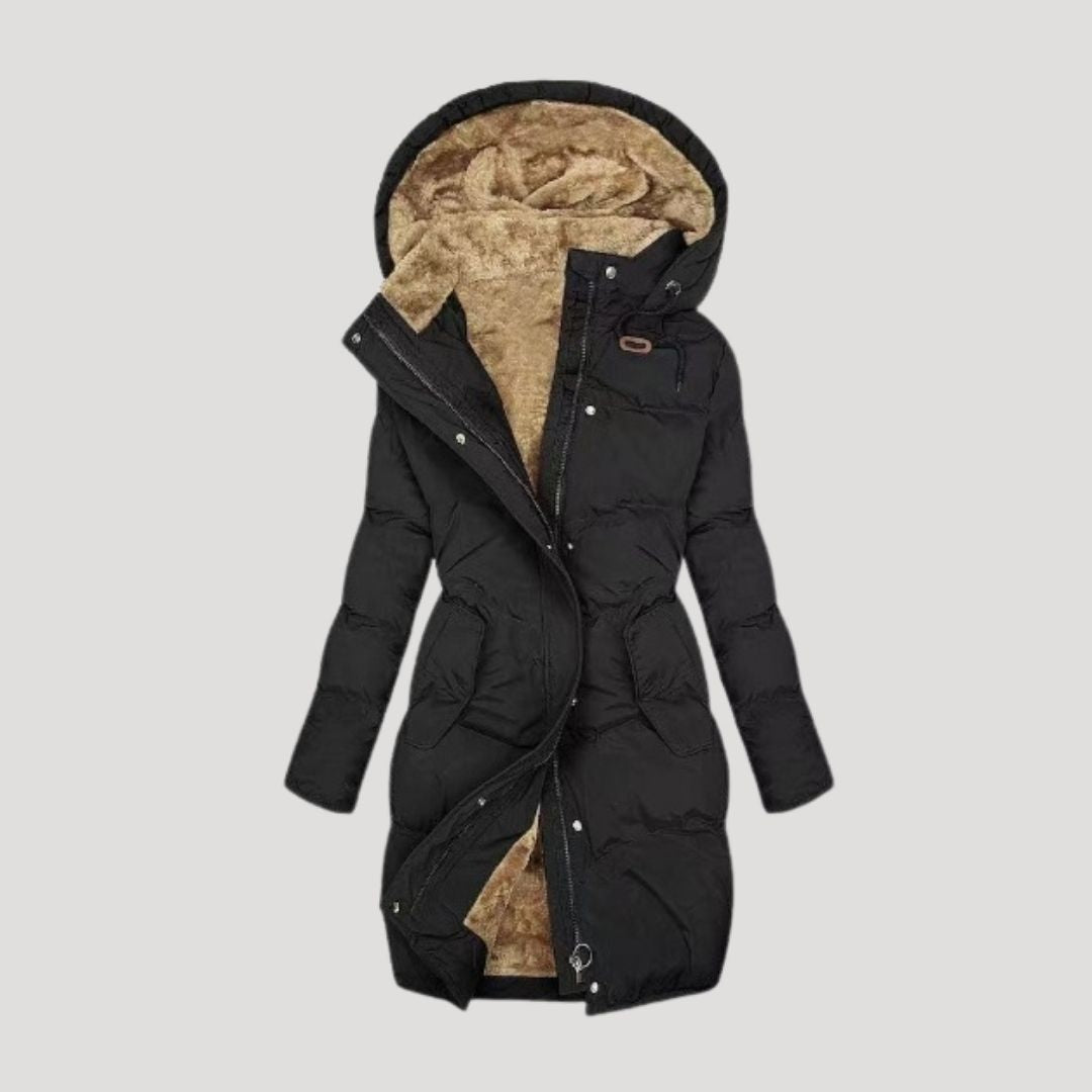 Women’s long waterproof hooded faux fur winter coat