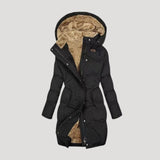 Women’s long waterproof hooded faux fur winter coat