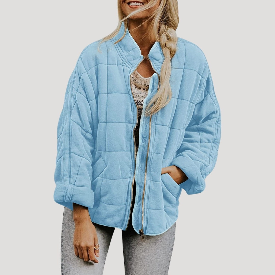 Women’s quilted oversized zip up puffer jacket