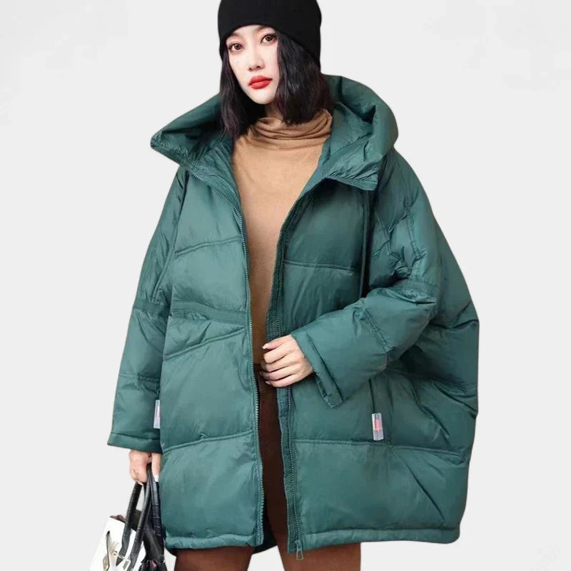 Gleame Puffer Winter Jacket – Oversized Women's Winter Jacket with Hood and Down Filling