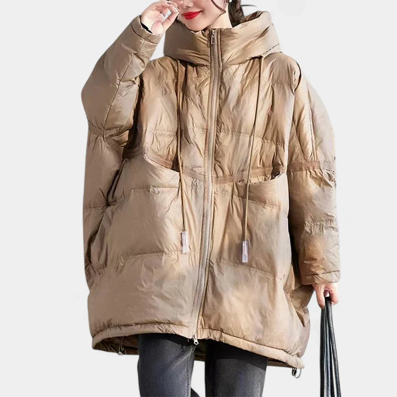 Gleame Puffer Winter Jacket – Oversized Women's Winter Jacket with Hood and Down Filling
