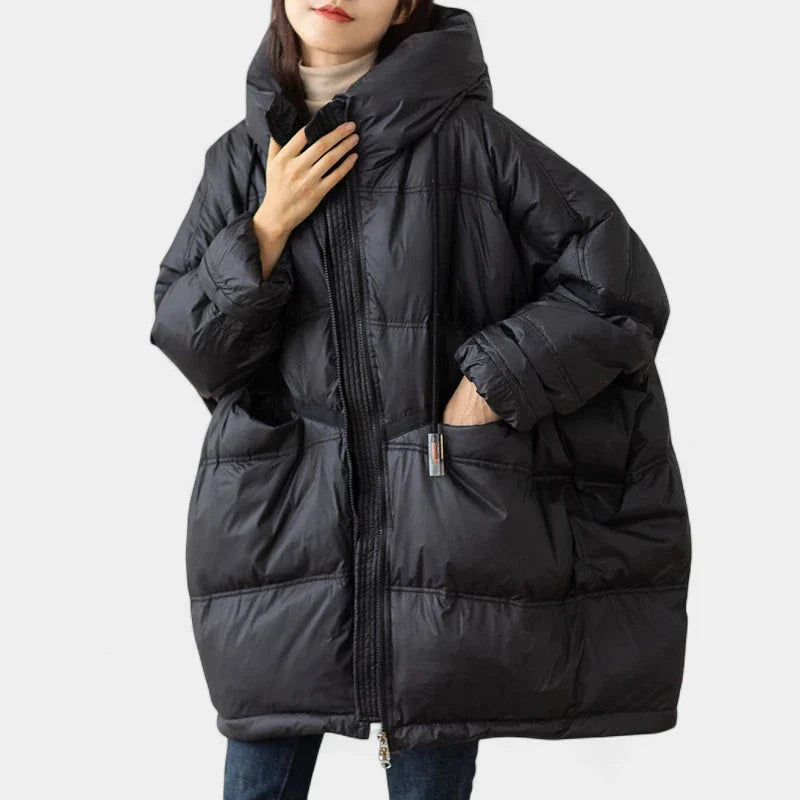 Gleame Puffer Winter Jacket – Oversized Women's Winter Jacket with Hood and Down Filling