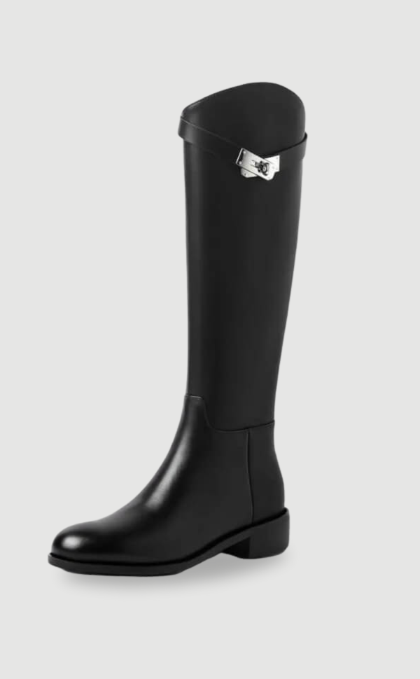 Elegant Knee-High Riding Boots with Side Buckle Detail