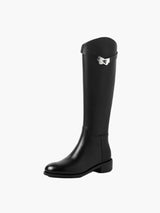 Elegant Knee-High Riding Boots with Side Buckle Detail