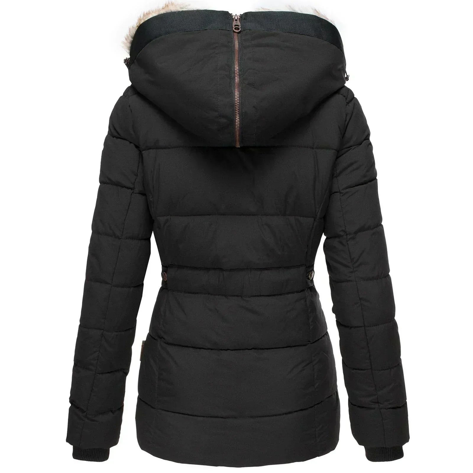 Luxury Winter Puffer Jacket with Faux Fur Hood and Quilted Design